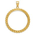 14k Polished with Casted Rope 32.7mm Prong Coin Bezel Pendant