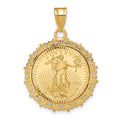 14ky 1/10oz Mounted American Eagle Coin Fancy Edge Diamond-cut Bezel Pendan