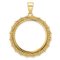14k Polished & Diamond-cut Fancy 27.0mm Prong Coin Bezel Pendant