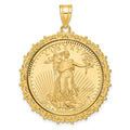 14ky 1/2oz Mounted American Eagle Coin Fancy Edge Diamond-cut Bezel Pendant