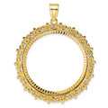 14k Polished & Diamond-cut Fancy 32.7mm Prong Coin Bezel Pendant