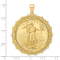 14ky 1oz Mounted American Eagle Coin Fancy Edge Diamond-cut Bezel Pendant