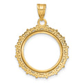 14k Polished Fancy 16.5mm Prong Coin Bezel Pendant