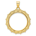 14k Polished Fancy 22.0mm Prong Coin Bezel Pendant