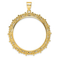 14k Polished Fancy 32.7mm Prong Coin Bezel Pendant