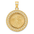 14ky 1/10oz Mounted American Eagle Coin Fancy Heart & Rope D/C Bezel Pendan