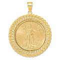 14ky 1/2oz Mounted American Eagle Coin Fancy Heart & Rope D/C Bezel Pendant