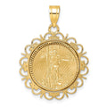 14ky 1/10oz Mounted AM Eagle Coin Fancy Edge D/C Bezel Pendant