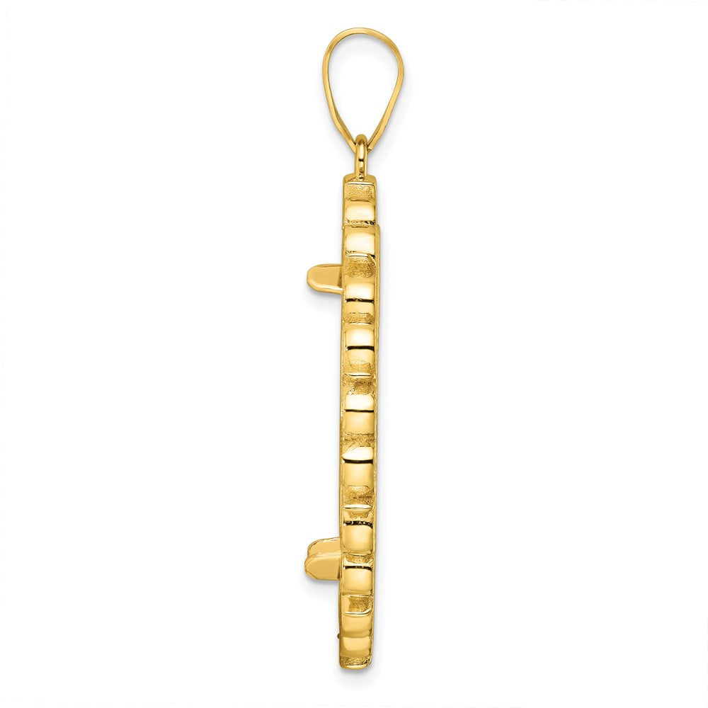 14k Polished and Diamond-cut Fancy 27.0mm Prong Coin Bezel Pendant