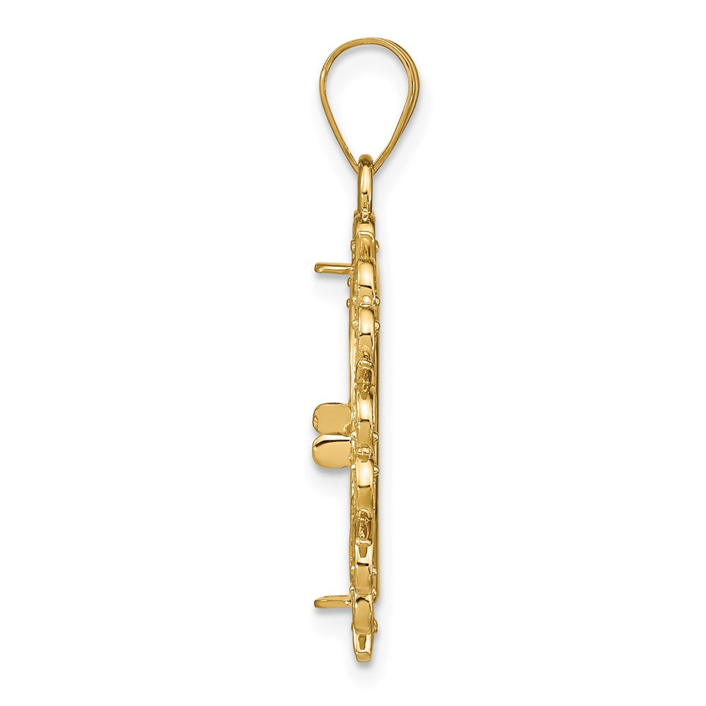 14k Polished Fancy 16.5mm Prong Coin Bezel Pendant