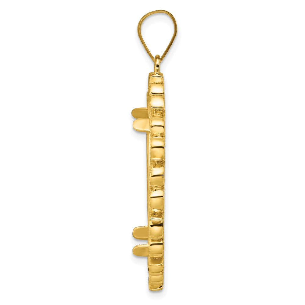 14k Polished Fancy 27.0mm Prong Coin Bezel Pendant