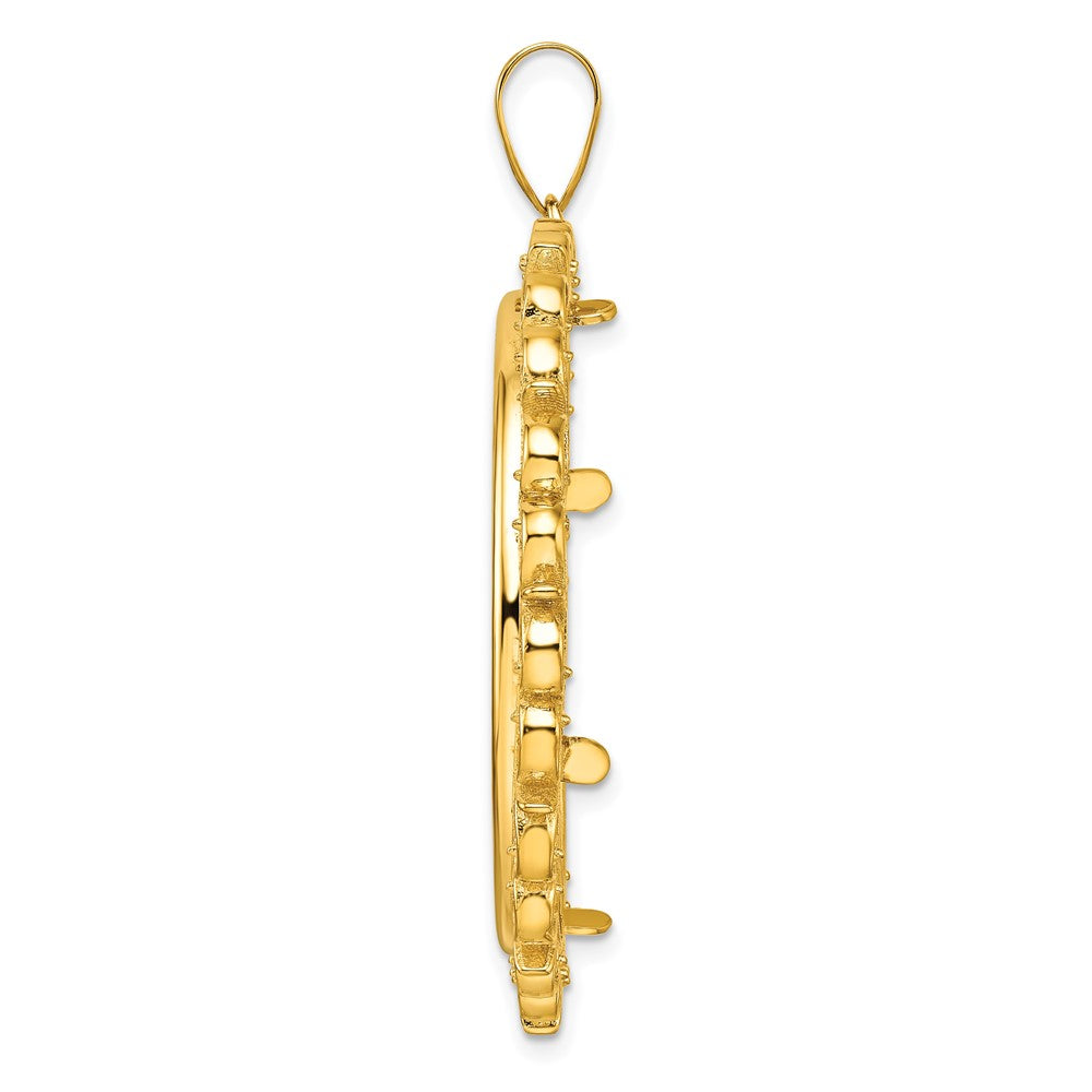 14k Polished Fancy 32.7mm Prong Coin Bezel Pendant