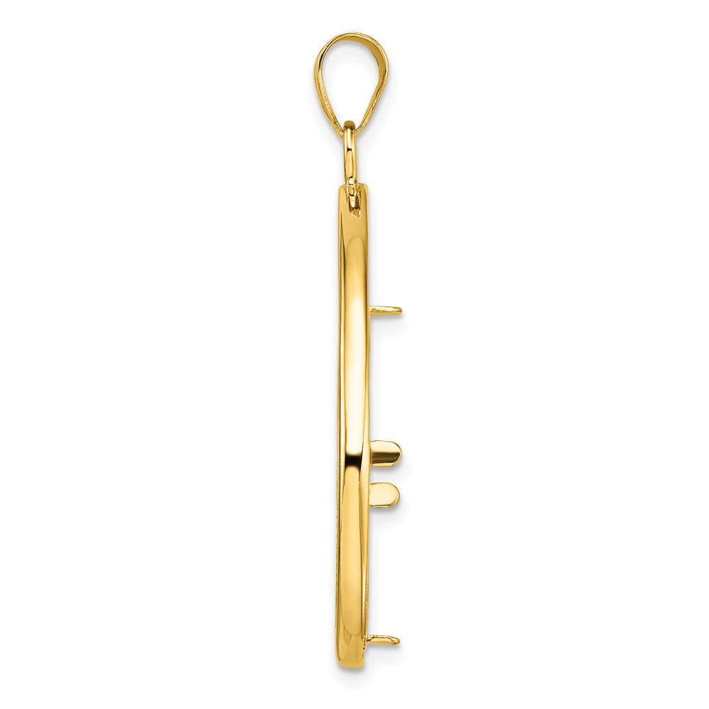 14k Polished D/C Lightweight Teardrop 22.0mm Prong Coin Bezel Pendant
