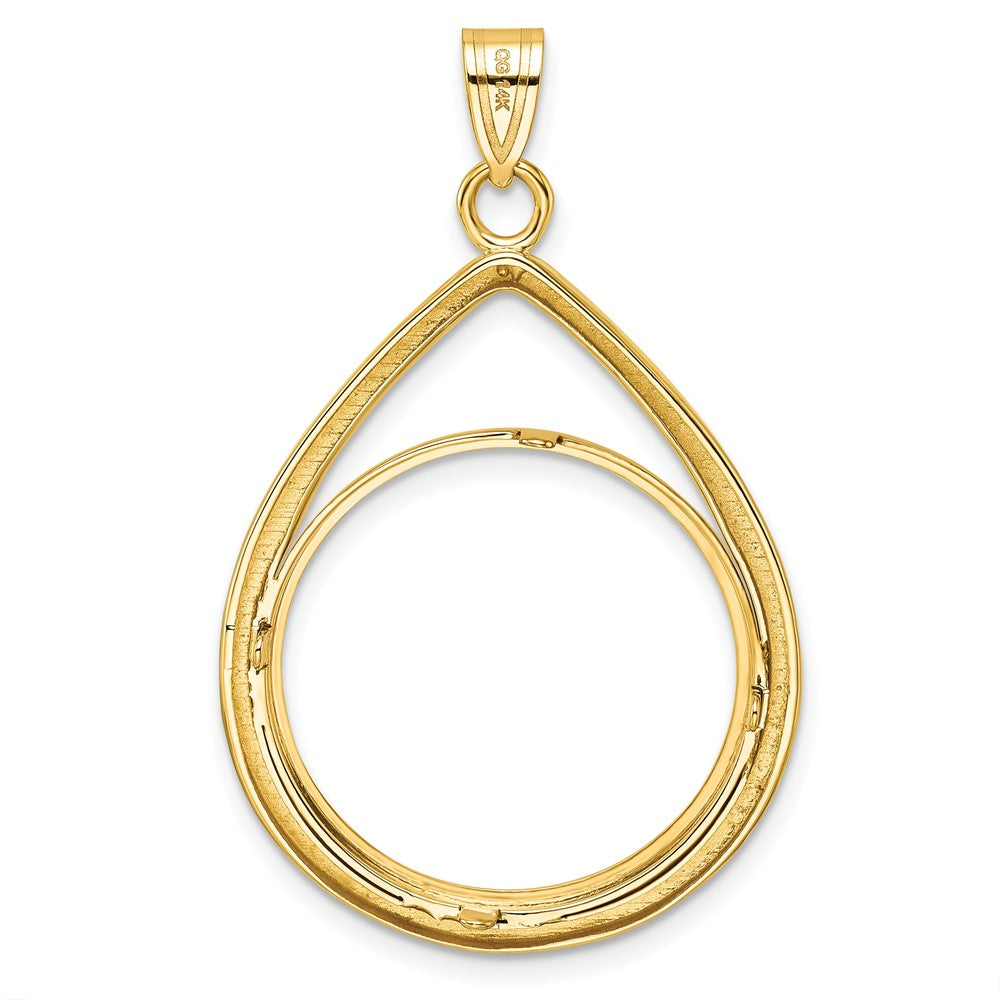 14k Polished D/C Lightweight Teardrop 22.0mm Prong Coin Bezel Pendant