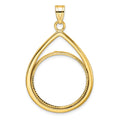14k Polished D/C Lightweight Teardrop 22.0mm Prong Coin Bezel Pendant