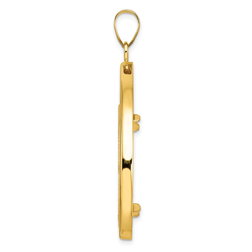 14k Polished D/C Lightweight Teardrop 27.0mm Prong Coin Bezel Pendant
