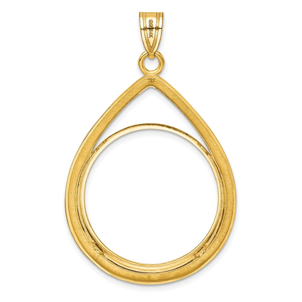 14k Polished D/C Lightweight Teardrop 27.0mm Prong Coin Bezel Pendant