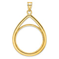 14k Polished D/C Lightweight Teardrop 27.0mm Prong Coin Bezel Pendant