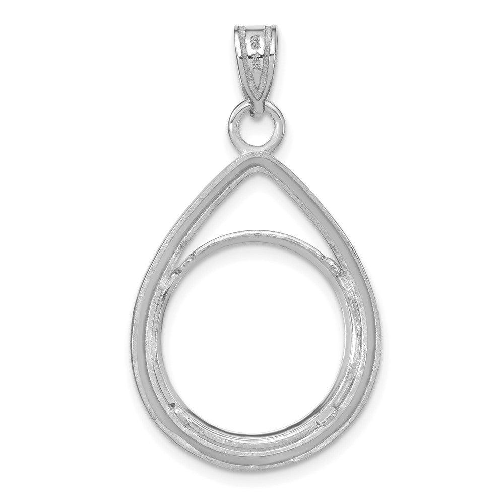14kw Polished & Diamond-cut Teardrop 16.5mm Prong Coin Bezel Pendant