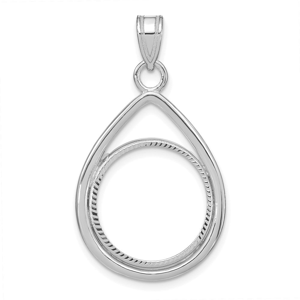 14kw Polished & Diamond-cut Teardrop 16.5mm Prong Coin Bezel Pendant