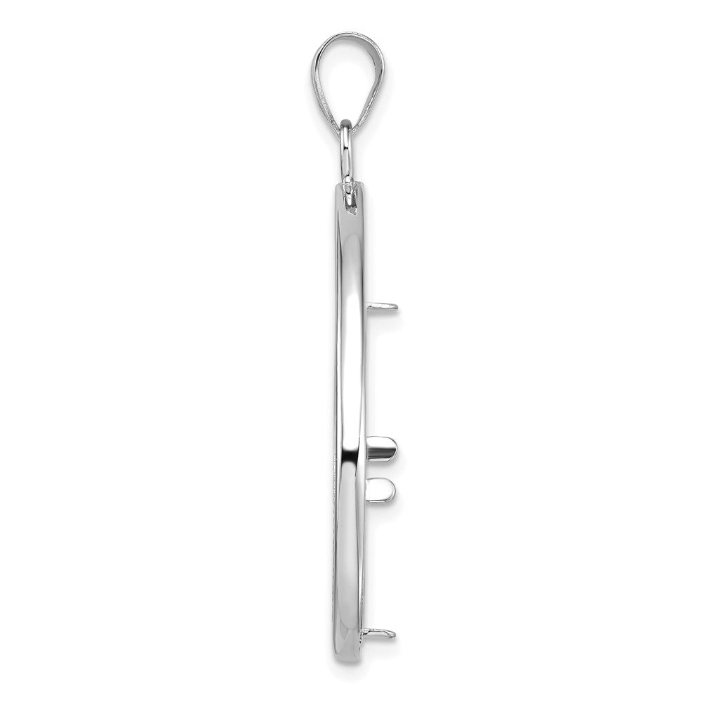 14kw Polished & Diamond-cut Teardrop 22.0mm Prong Coin Bezel Pendant