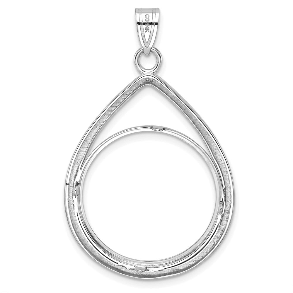 14kw Polished & Diamond-cut Teardrop 22.0mm Prong Coin Bezel Pendant