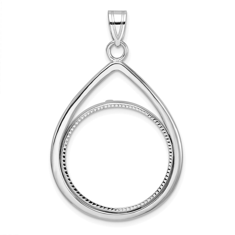 14kw Polished & Diamond-cut Teardrop 22.0mm Prong Coin Bezel Pendant