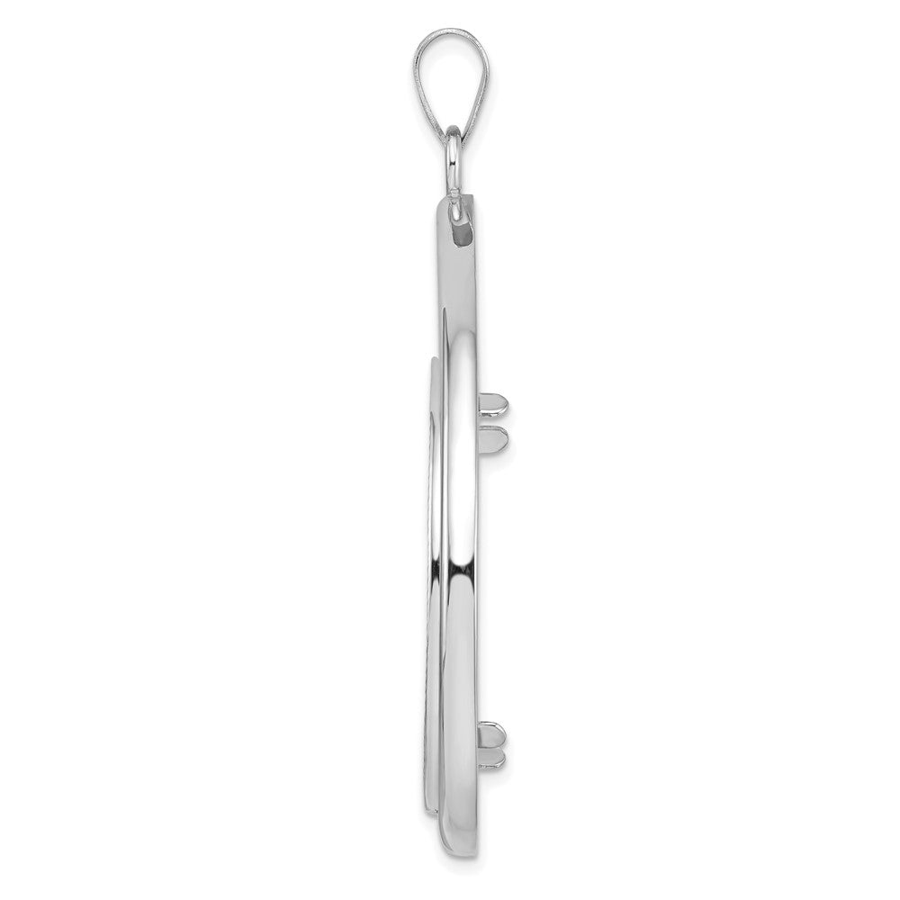 14kw Polished & Diamond-cut Teardrop 32.7mm Prong Coin Bezel Pendant