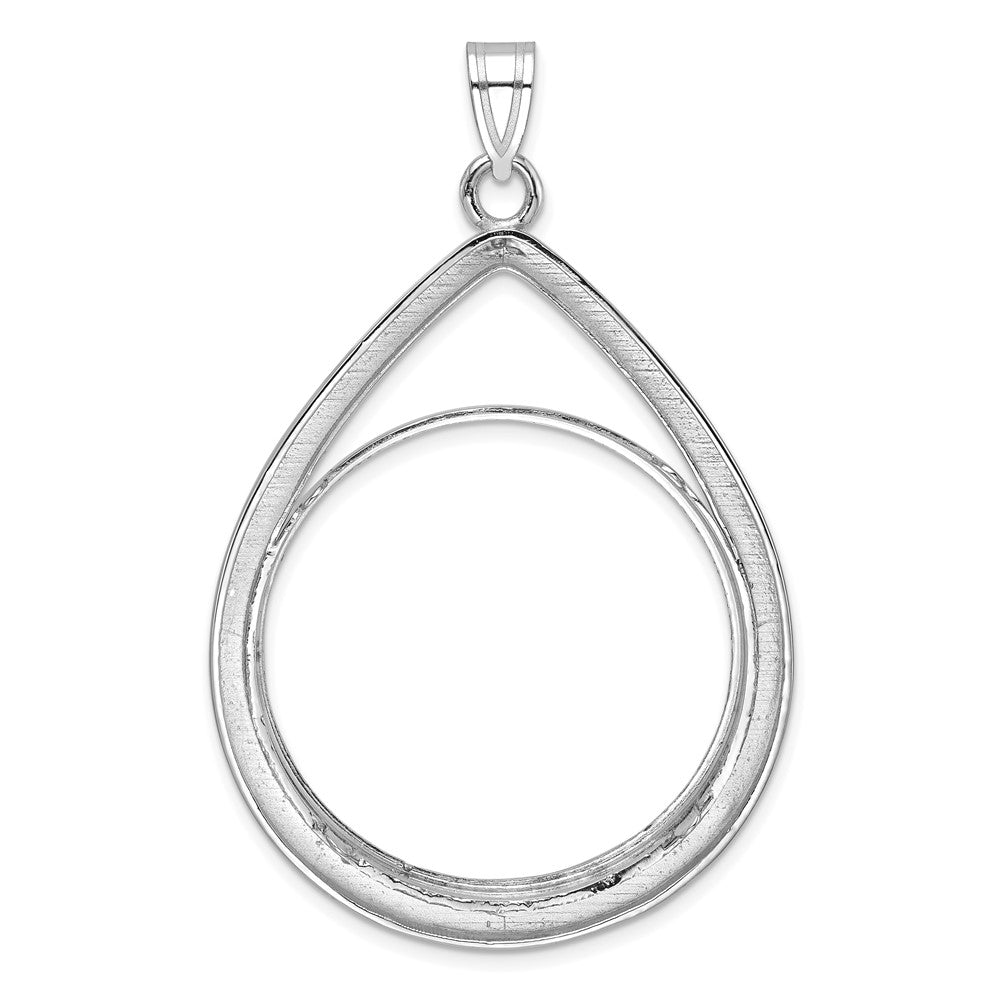 14kw Polished & Diamond-cut Teardrop 32.7mm Prong Coin Bezel Pendant