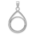 14kw Polished Lightweight Teardrop 16.5mm Prong Coin Bezel Pendant