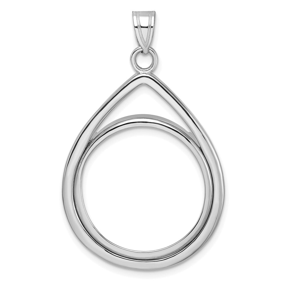 14kw Polished Lightweight Teardrop 22.0mm Prong Coin Bezel Pendant