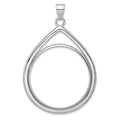 14kw Polished Lightweight Teardrop 32.7mm Prong Coin Bezel Pendant