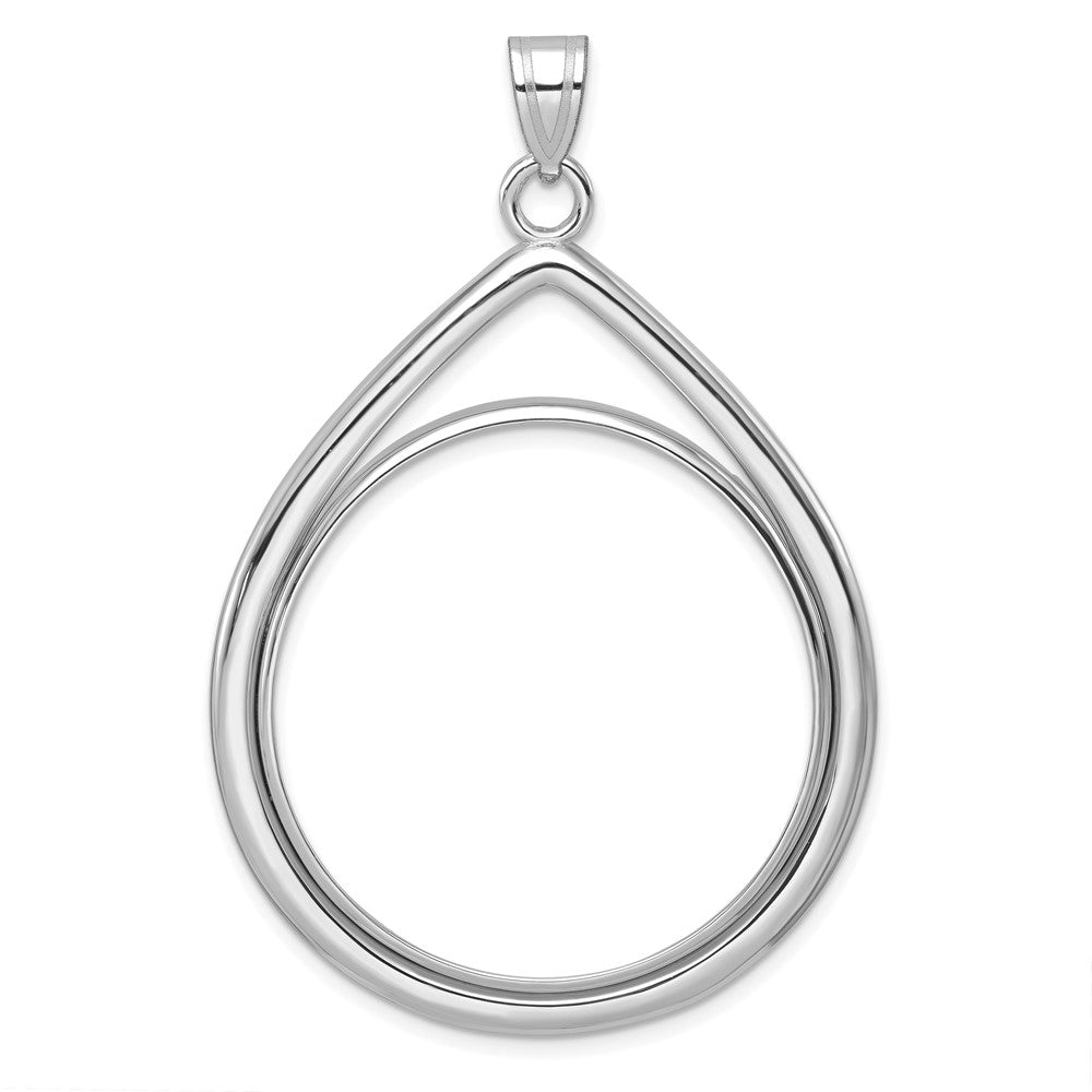 14kw Polished Lightweight Teardrop 32.7mm Prong Coin Bezel Pendant