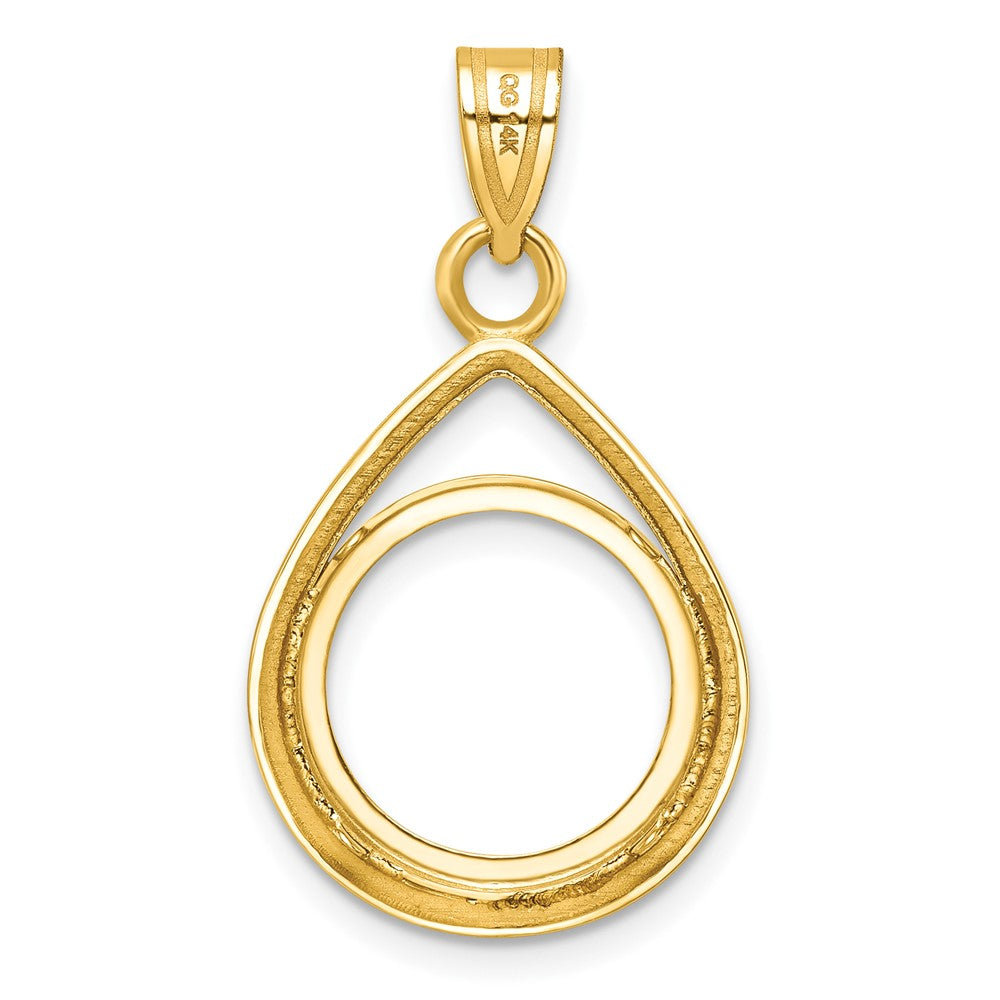 14k Polished Lightweight Teardrop 14.0mm Prong Coin Bezel Pendant