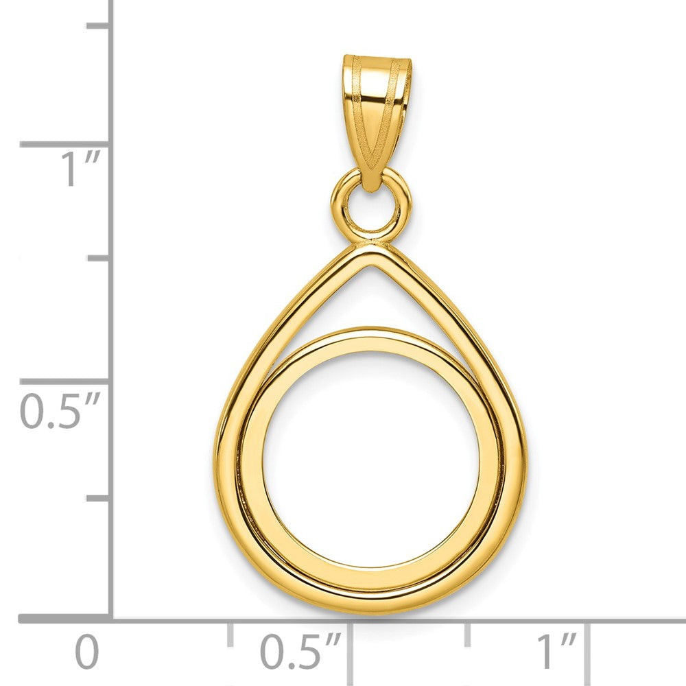 14k Polished Lightweight Teardrop 14.0mm Prong Coin Bezel Pendant