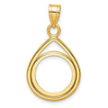 14k Polished Lightweight Teardrop 14.0mm Prong Coin Bezel Pendant