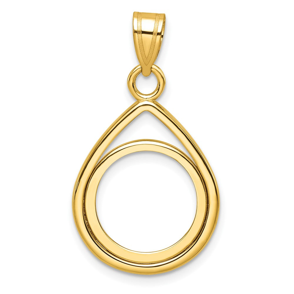 14k Polished Lightweight Teardrop 14.0mm Prong Coin Bezel Pendant