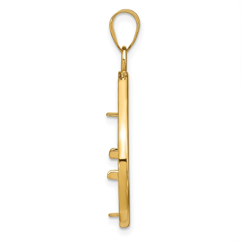 14k Polished Lightweight Teardrop 16.5mm Prong Coin Bezel Pendant