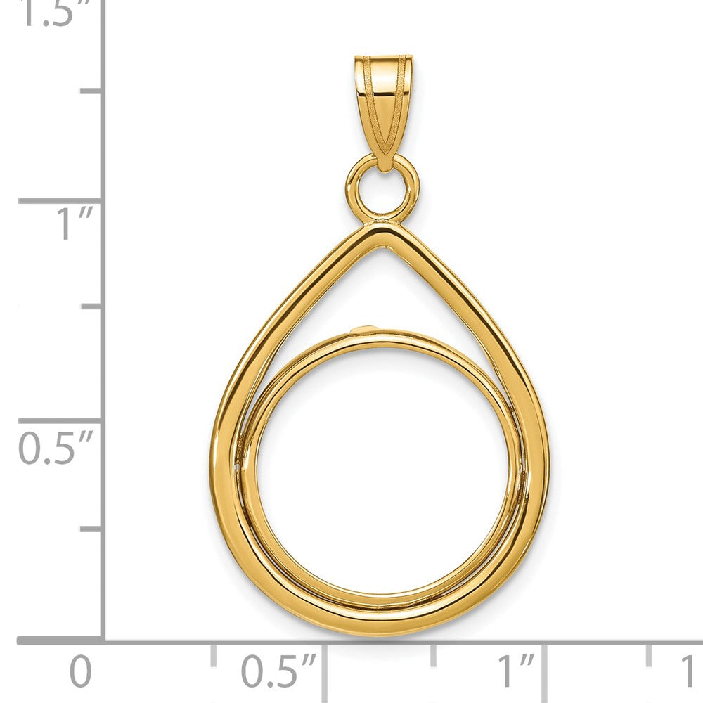 14k Polished Lightweight Teardrop 16.5mm Prong Coin Bezel Pendant
