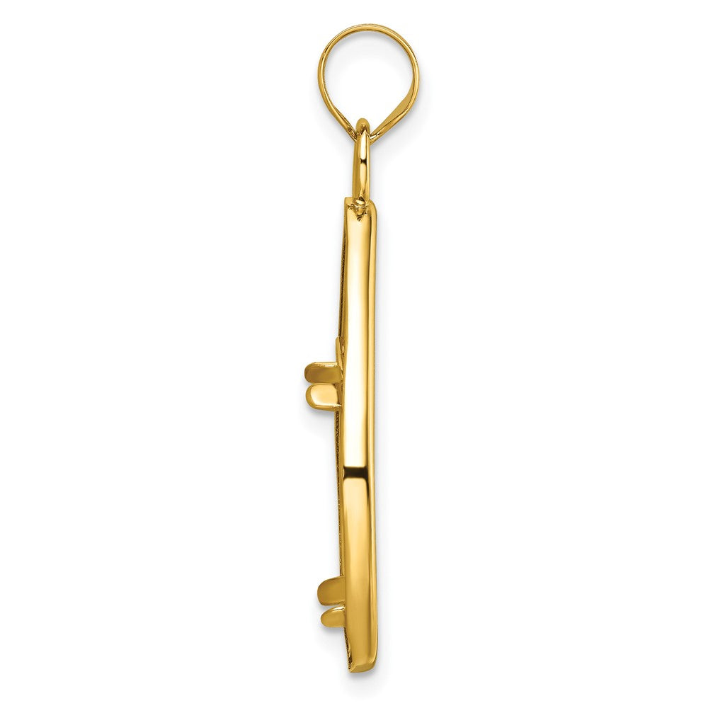 14k Polished Lightweight Teardrop 18.0mm Prong Coin Bezel Pendant