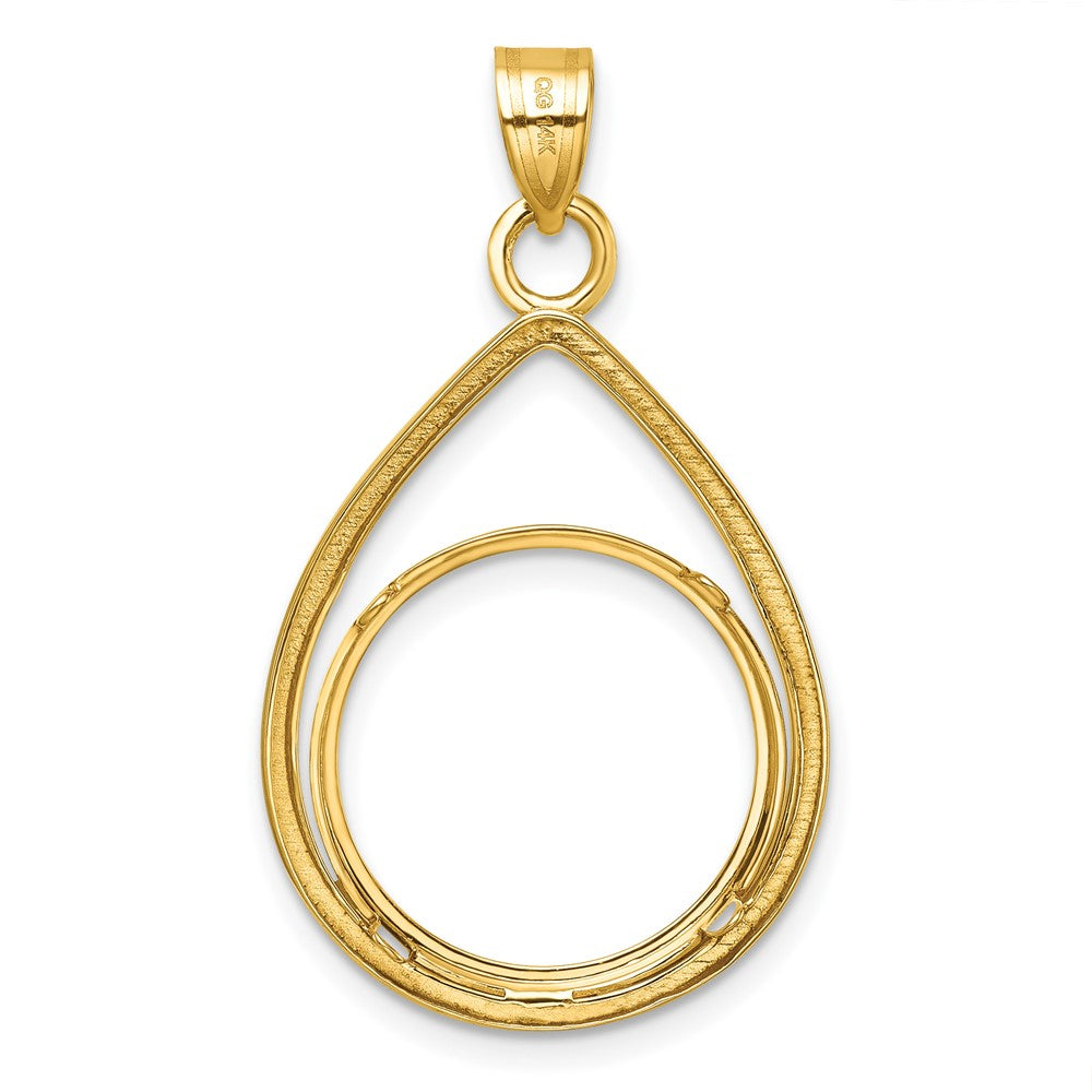 14k Polished Lightweight Teardrop 18.0mm Prong Coin Bezel Pendant