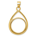 14k Polished Lightweight Teardrop 18.0mm Prong Coin Bezel Pendant
