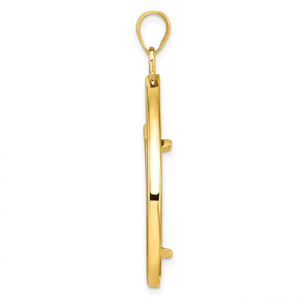 14k Polished Lightweight Teardrop 22.0mm Prong Coin Bezel Pendant