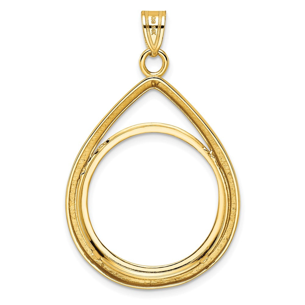 14k Polished Lightweight Teardrop 22.0mm Prong Coin Bezel Pendant