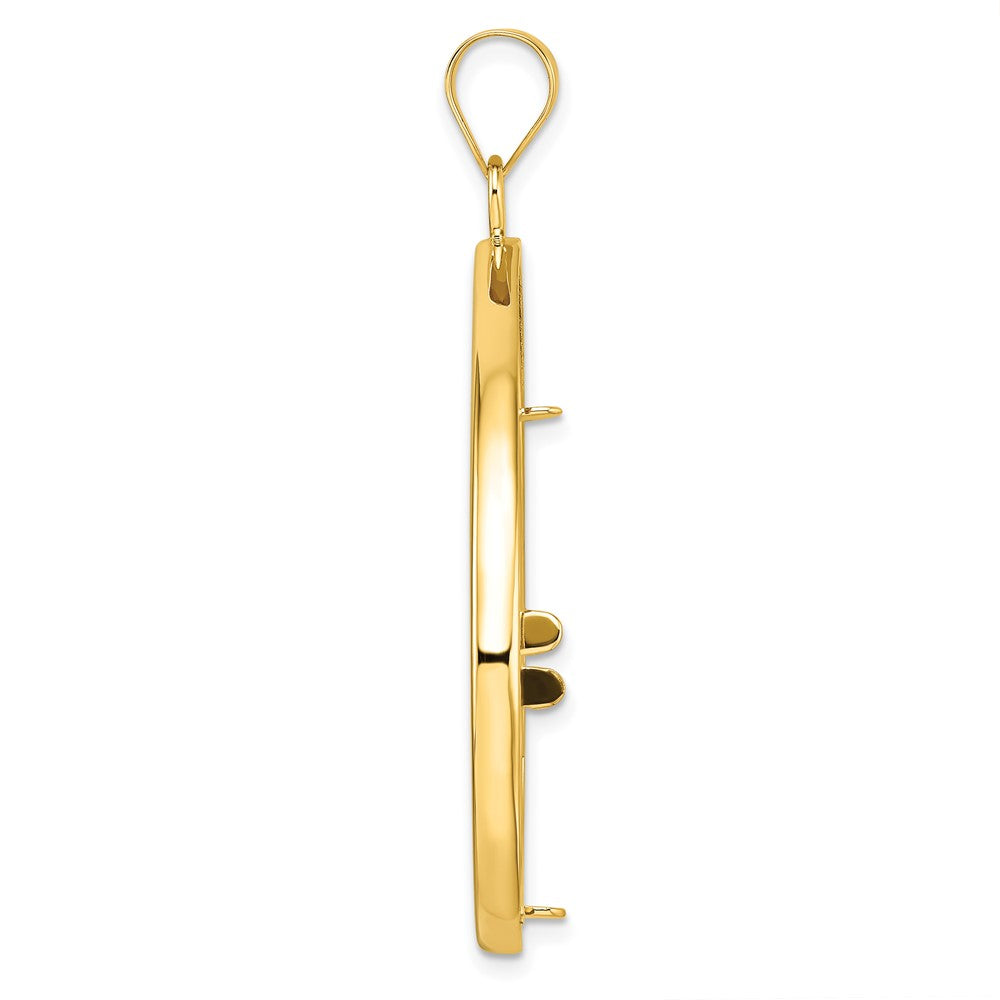 14k Polished Lightweight Teardrop 27.0mm Prong Coin Bezel Pendant