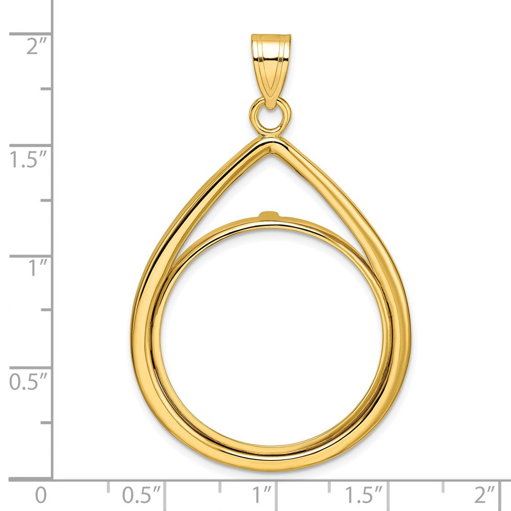 14k Polished Lightweight Teardrop 27.0mm Prong Coin Bezel Pendant