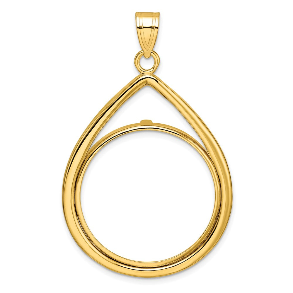 14k Polished Lightweight Teardrop 27.0mm Prong Coin Bezel Pendant