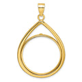 14k Polished Lightweight Teardrop 27.0mm Prong Coin Bezel Pendant