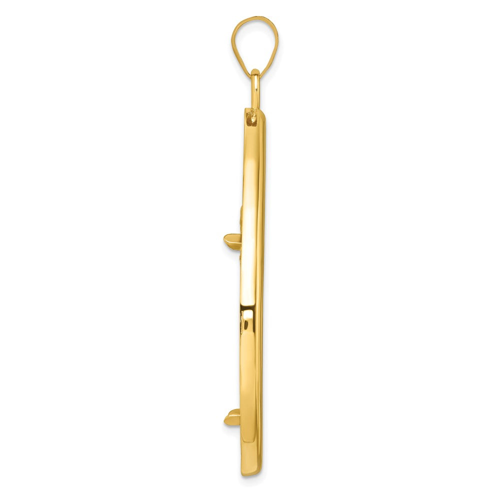 14k Polished Lightweight Teardrop 32.0mm Prong Coin Bezel Pendant