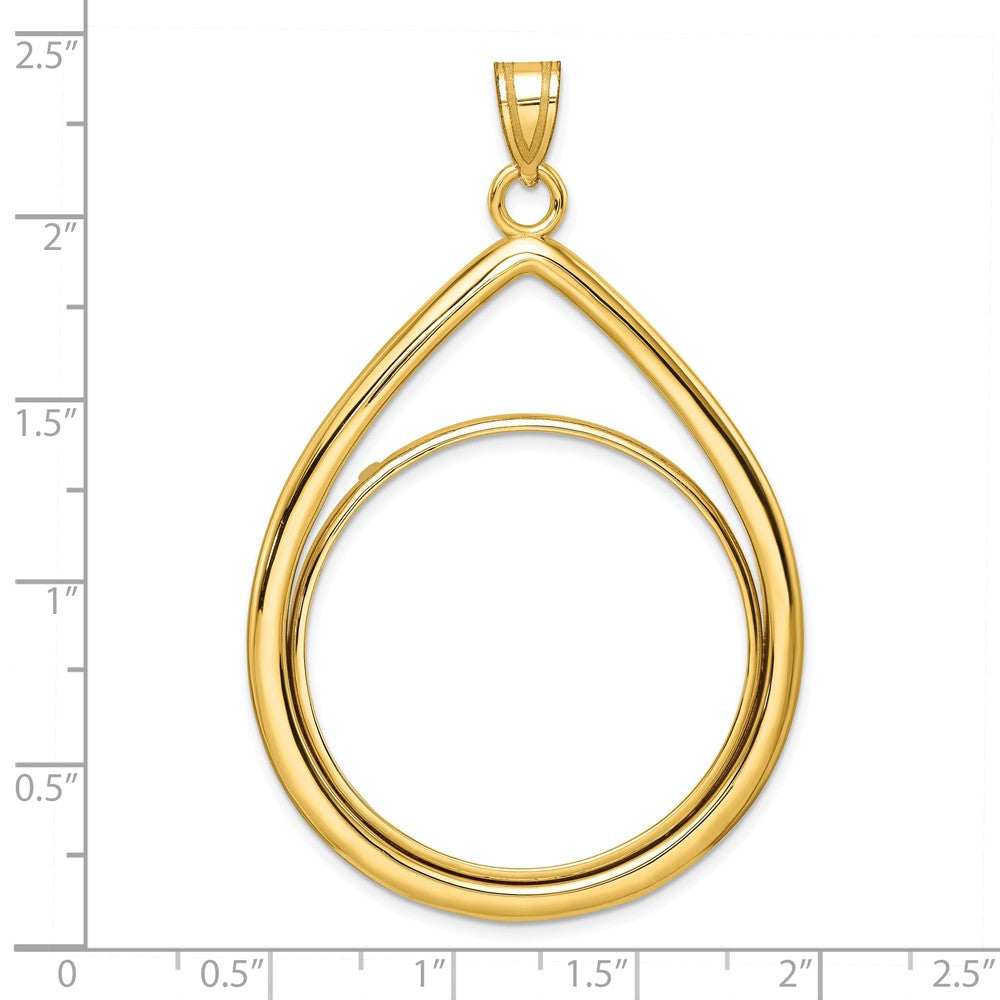 14k Polished Lightweight Teardrop 32.0mm Prong Coin Bezel Pendant